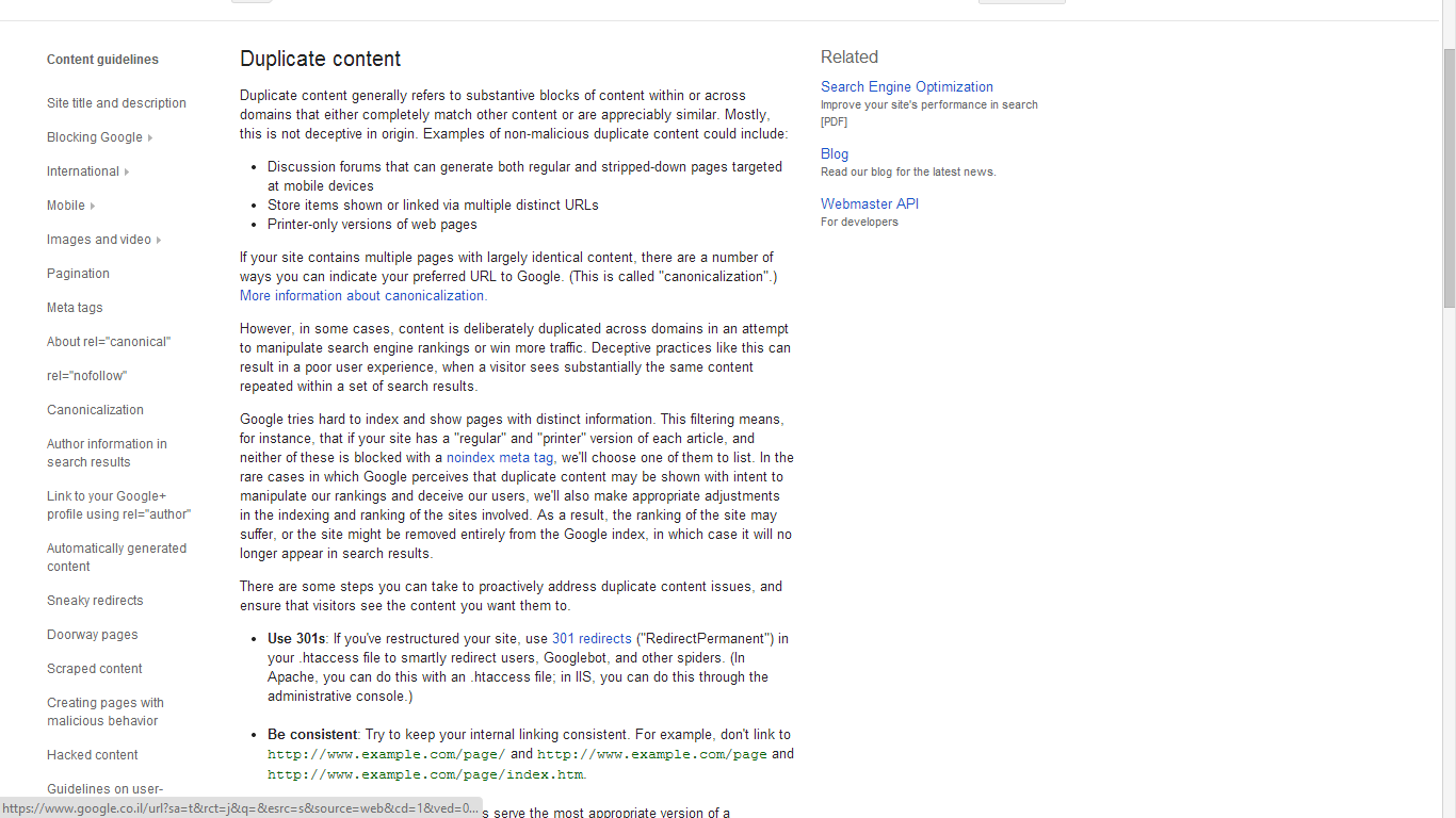 Google Regulations on Duplicate Content