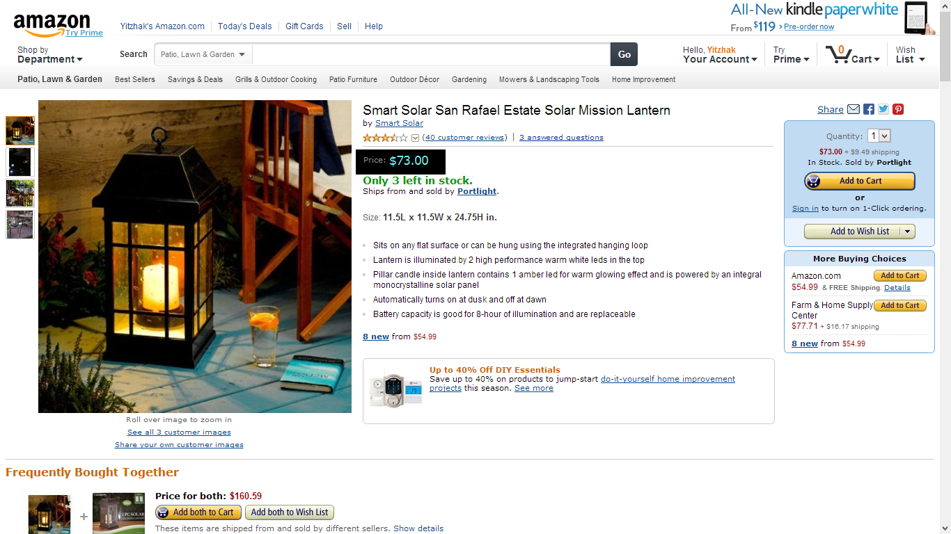 Actual Amazon Price of Item is $73.00